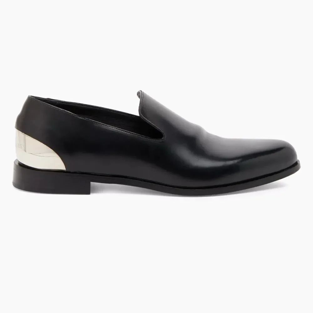 Alexander McQueen Metal Heel Leather Loafers size 43.5/us size 10.5